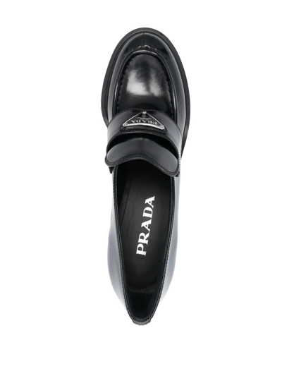 Shop Prada Patent-leather High-heeled Loafers In Schwarz