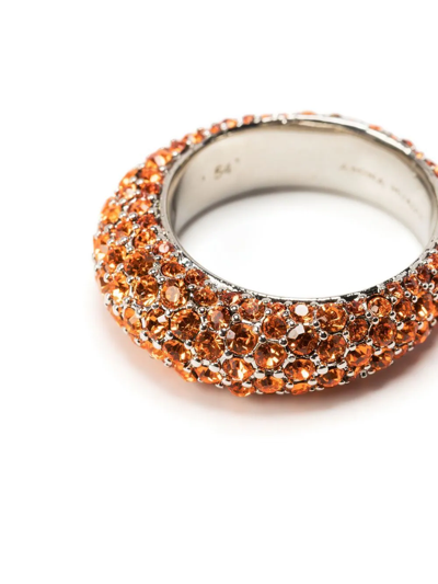 Shop Amina Muaddi Crystal-embellished Ring In Orange