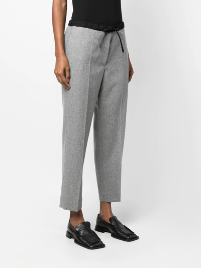 Shop Jil Sander Drawstring Cropped Trousers In Grau