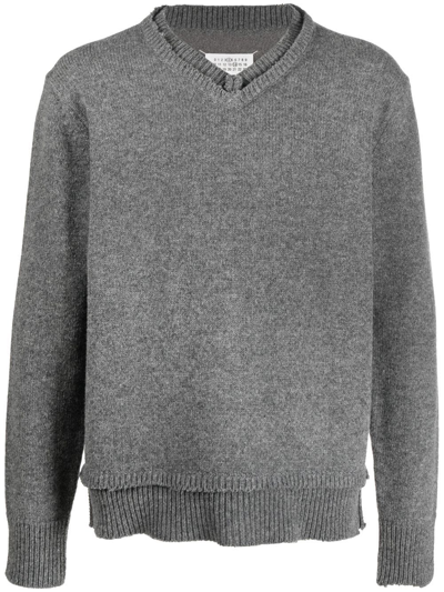 Shop Maison Margiela Elbow-patch Knitted Jumper In Grau