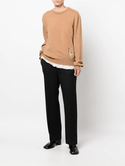 Maison Margiela Double-layer Distressed-detail Jumper In Nude