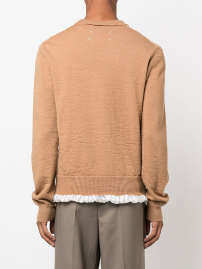 Maison Margiela Double-layer Distressed-detail Jumper In Nude