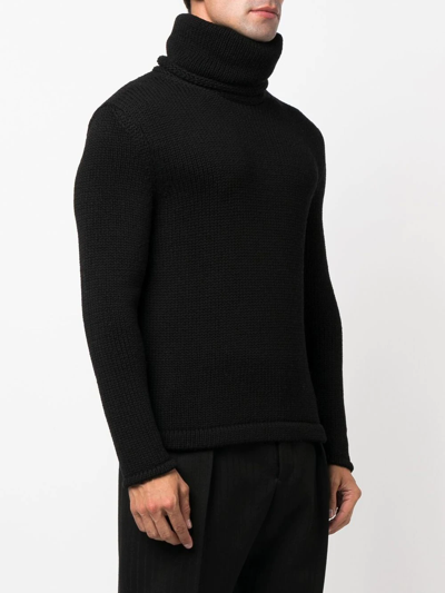 Shop Saint Laurent Ribbed-knit Roll-neck Jumper In Schwarz