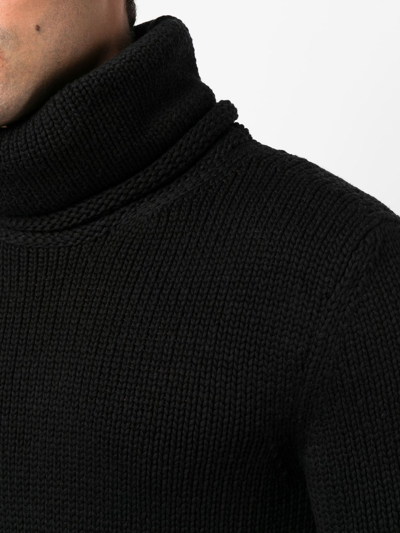 Shop Saint Laurent Ribbed-knit Roll-neck Jumper In Schwarz