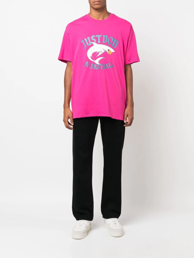 Shop Just Don Logo-print T-shirt In Rosa