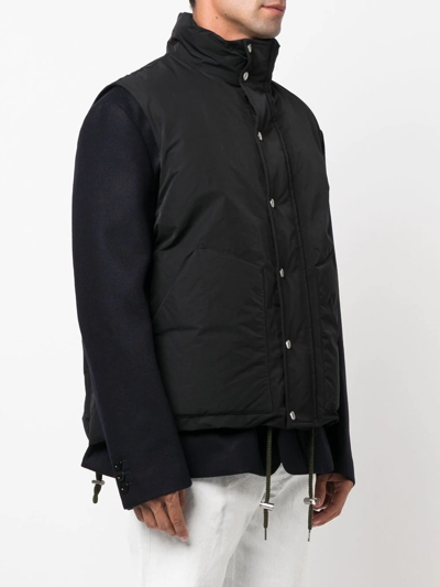 Sacai Double-layer Gilet Wool Jacket In Schwarz