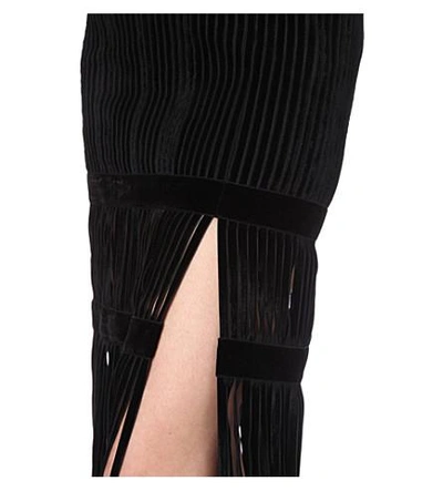 Shop Tom Ford Fringed Lace And Velvet Gown In Blk