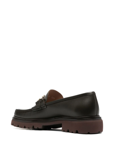Ferragamo Gancini Chunky Leather Loafers In Braun