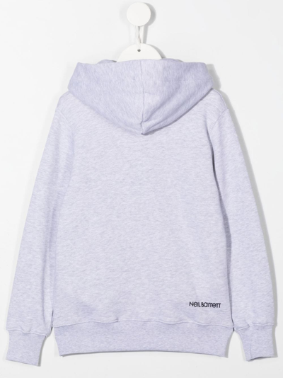 Shop Neil Barrett Thunderbolt-print Zip-up Hoodie In Grey