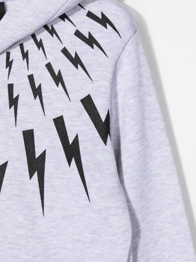 Shop Neil Barrett Thunderbolt-print Zip-up Hoodie In Grey