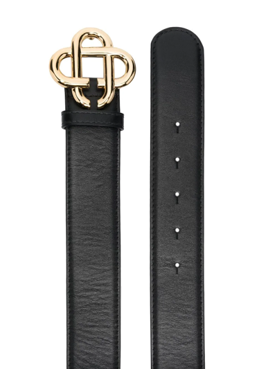 Shop Casablanca Logo-buckle Leather Belt In Schwarz