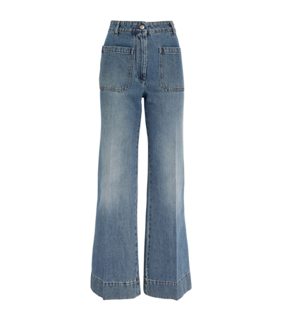 Shop Victoria Beckham Alina High-rise Flared Jeans In Blue