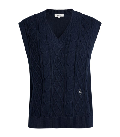 Shop Sporty And Rich X Prince Cable-knit Sweater Vest In Navy