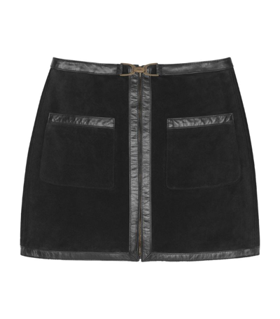 Shop Saint Laurent Suede Mini Skirt In Black