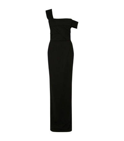 Shop Alexander Mcqueen Asymmetric-sleeve Maxi Dress In Black