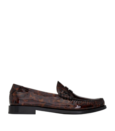 Shop Saint Laurent Patent Leather Le Loafers In Brown