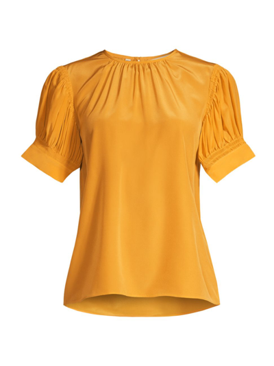Shop Rebecca Taylor Women's Silk Short-sleeve Blouse In Zinnia