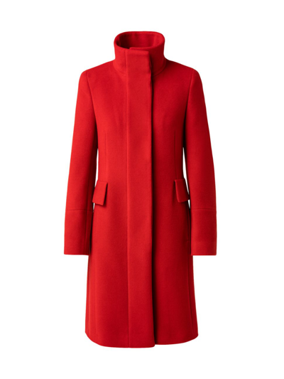 Shop Akris Punto Women's Long Wool-blend Coat In Red