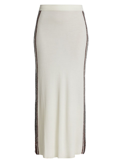 Shop Chloé Women's Stitched Ribbed Maxi Skirt In White Powder