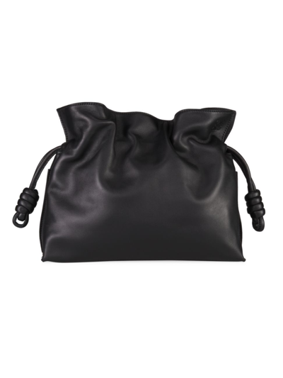 Shop Loewe Women's Flamenco Leather Drawstring Clutch In Black