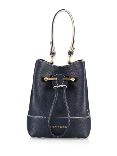 Strathberry Lana Osette Leather Bucket Bag In Black