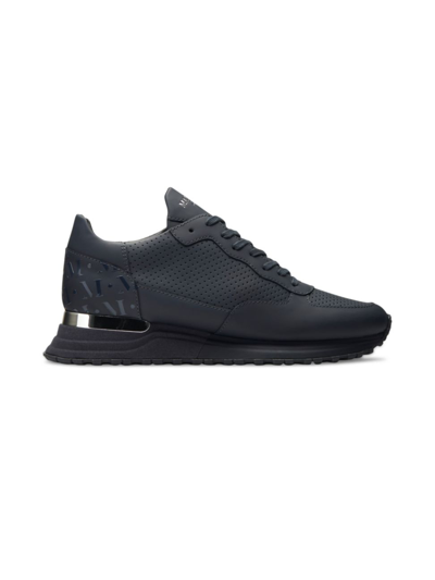 Shop Mallet Leather Perforated Sneakers In Navy