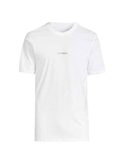 Shop C.p. Company Men's Logo Crewneck T-shirt In Gauze White