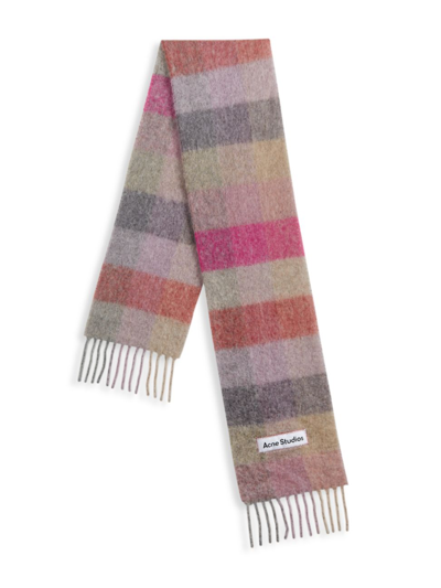 Shop Acne Studios Women's Vally Wool Check Scarf In Fuchsia Lilac Pink