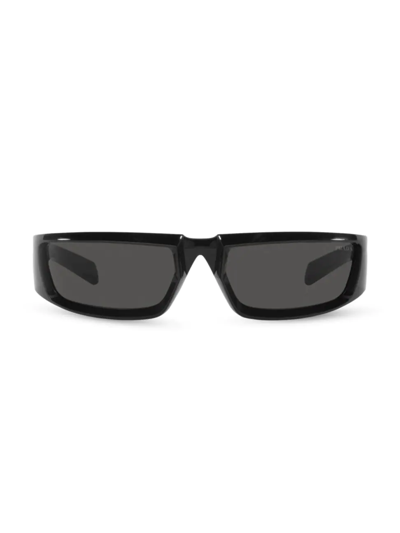 Shop Prada Men's 63mm Rectangular Sunglasses In Black