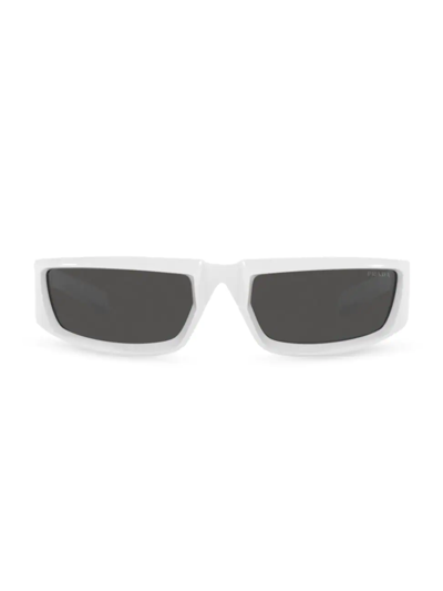 Shop Prada Men's 63mm Rectangular Sunglasses In White