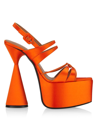 Shop D’accori Women's Belle Satin Platform Sandals In Mandarin Orange