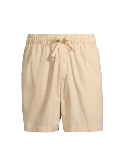 Shop Tekla Men's Cotton Drawstring Shorts In Khaki