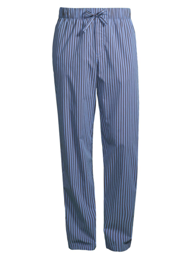 Shop Tekla Men's Striped Pajama Pants In Navy Black