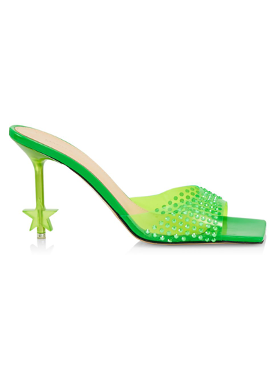 Shop Mach & Mach Women's Crystal-embellished Star-heel Mules In Fluo Green Crystal