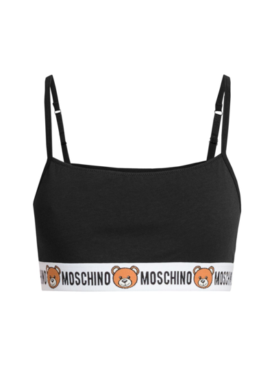 Shop Moschino Women's Tape Underwear Sports Bra In Black