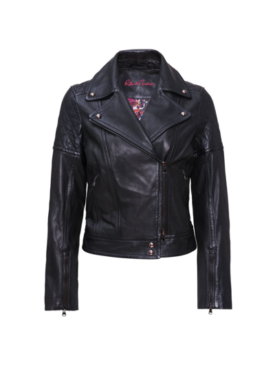 Shop Robert Graham Women's Monroe Nappa Leather Moto Jacket In Black