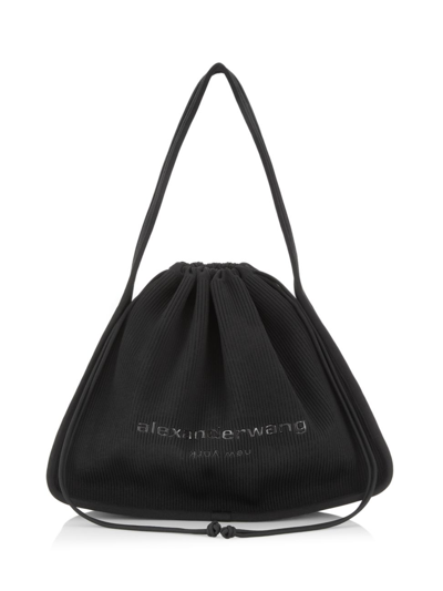Shop Alexander Wang Women's Large Ryan Rib-knit Shoulder Bag In Black