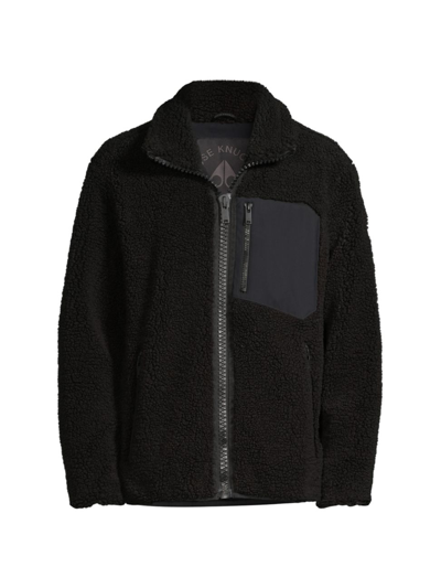 Shop Moose Knuckles Men's Saglek Fleece Jacket In Black