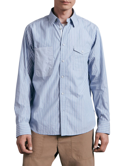 Shop Rag & Bone Men's Engineered Workwear Striped Shirt In Blue Stripe
