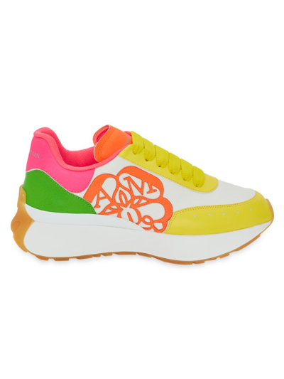 Shop Alexander Mcqueen Colorblocked Leather Sneakers In Neutral