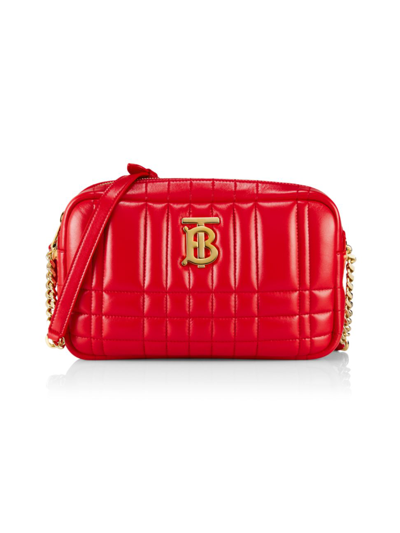 Shop Burberry Women's Lola Quilted Leather Camera Bag In Bright Red