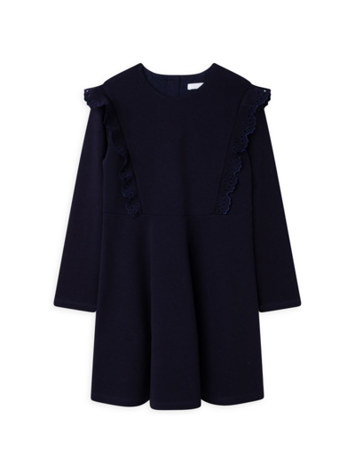 Shop Chloé Little Girl's & Girl's Milano Dress In Navy