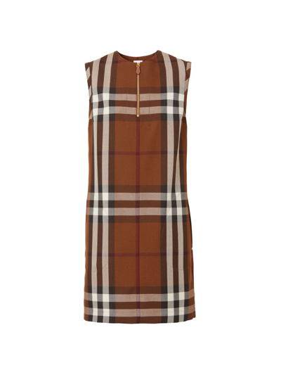Shop Burberry Women's Sofy Check Wool Miniskirt In Dark Birch Brown