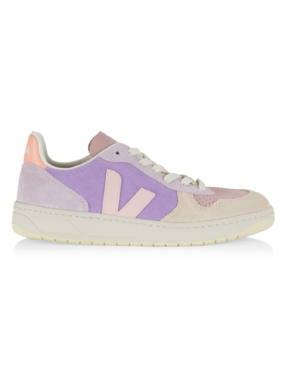 Shop Veja Women's V-10 Leather & Suede Low-top Sneaker In Multi Lavender