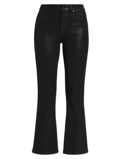 Shop Paige Women's Claudine Faux Leather Flare Ankle Pants In Black Fog Luxe