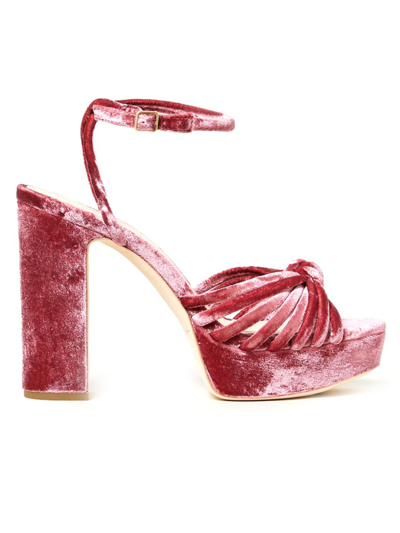 Shop Loeffler Randall Women's Rivka Crushed Velvet Platform Sandals In Tea Rose