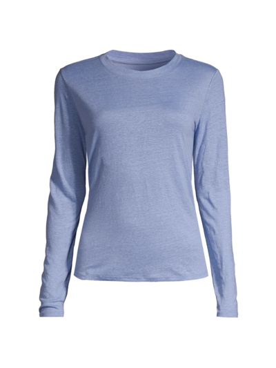 Shop Eileen Fisher Long-sleeve Linen T-shirt In Blue