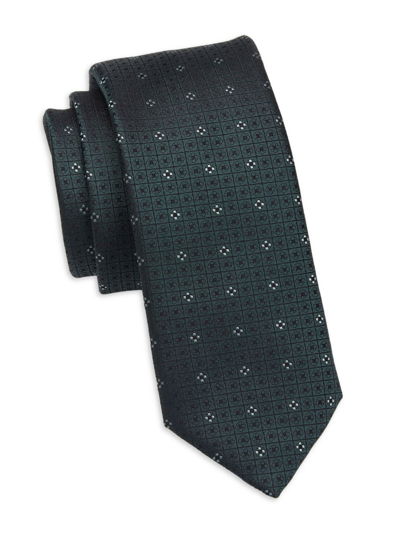 Shop Saks Fifth Avenue Men's Floral Dot Neck Tie In Dark Ivy