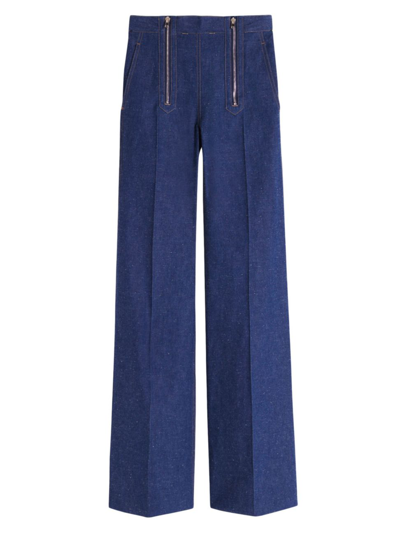 Shop Victoria Beckham Women's Flared Zip-front Jeans In Serge Blue