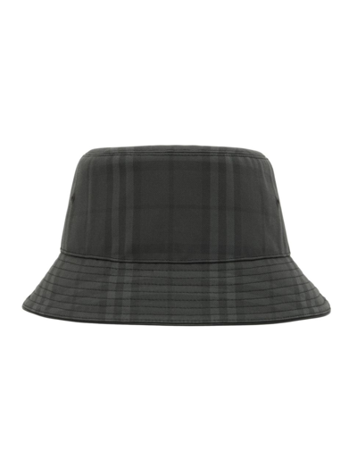Shop Burberry Men's Mh Check Bucket Hat In Charcoal Check